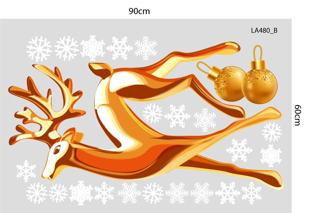 Combo Decal Trang Trí Noel Merry Chistmas Đôi Tuần Lộc Vàng Và Kẹo Giáng Sinh