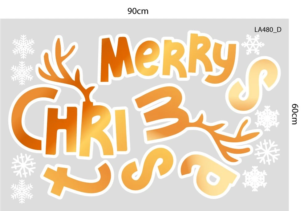 Combo Decal Trang Trí Noel Merry Chistmas Đôi Tuần Lộc Vàng Và Kẹo Giáng Sinh