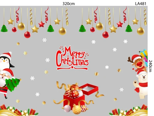Combo Decal Trang Trí Noel Hộp Quà Quả Châu Lấp Lánh Và Ông Già Noel