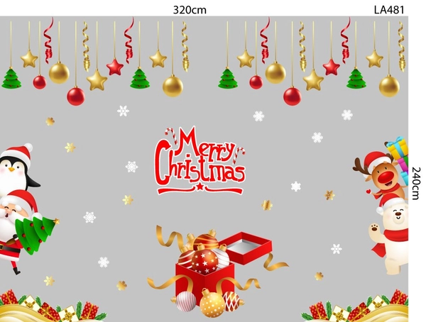 Combo Decal Trang Trí Noel Hộp Quà Quả Châu Lấp Lánh Và Ông Già Noel