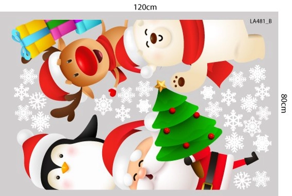 Combo Decal Trang Trí Noel Hộp Quà Quả Châu Lấp Lánh Và Ông Già Noel