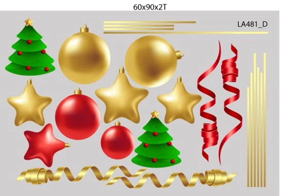 Combo Decal Trang Trí Noel Hộp Quà Quả Châu Lấp Lánh Và Ông Già Noel