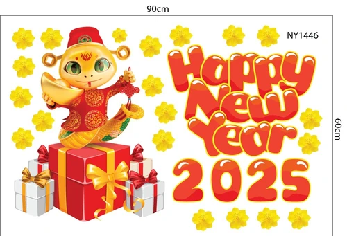 Decal Trang Trí Tết Ất Tỵ Phát Tài 2025