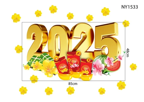 Decal Trang Trí Tết Ât Tỵ Phúc Tài Lộc 2025