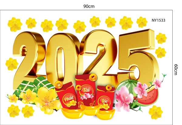 Decal Trang Trí Tết Ât Tỵ Phúc Tài Lộc 2025