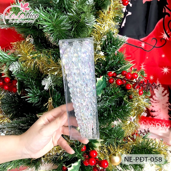 Hộp Phụ kiện treo giọt nước pha lê giáng sinh trong suốt kim tuyến (6-8 giọt nước)