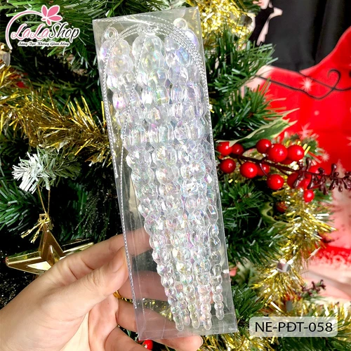 Phụ kiện treo giọt nước pha lê giáng sinh trong suốt kim tuyến