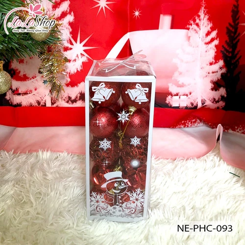 Hộp 20 quả châu 5cm họa tiết kim tuyến nhiều màu trang trí noel