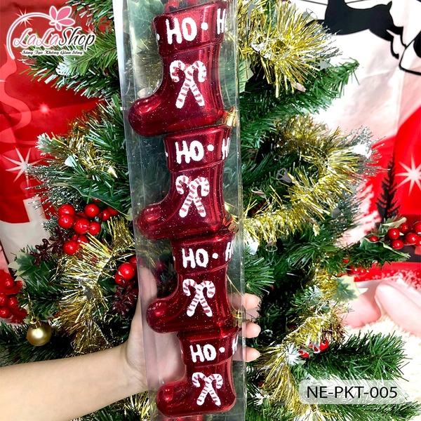 Combo 4 vớ treo ông già noel màu đỏ trang trí giáng sinh