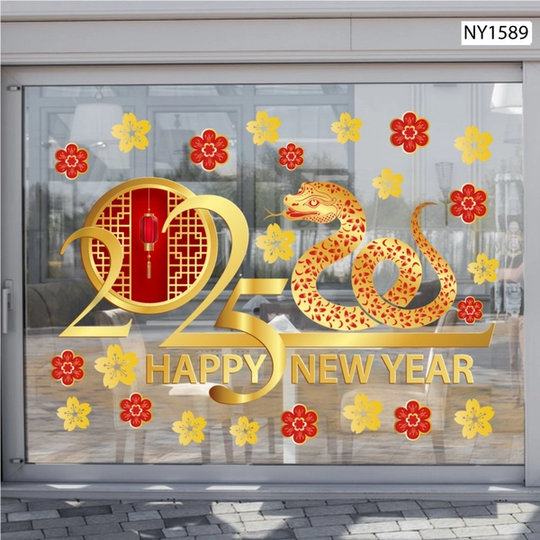 Decal Trang Trí Tết Happy New Year 2025