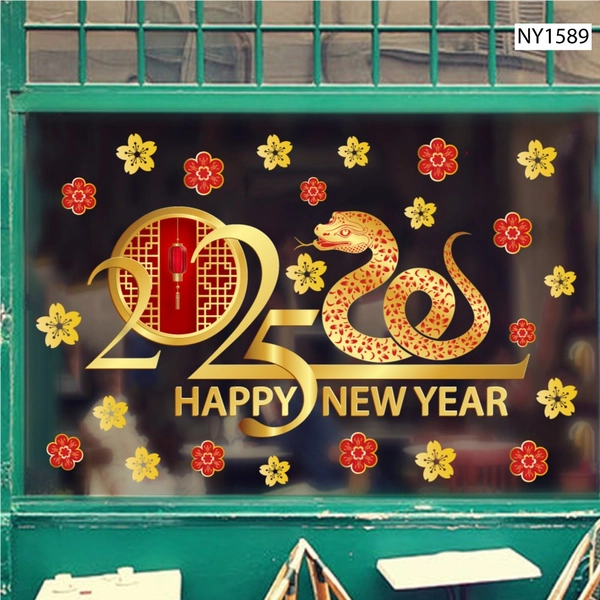 Decal Trang Trí Tết Happy New Year 2025