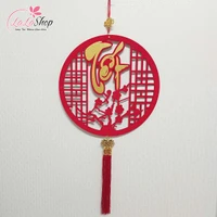 Liễn 40cm nhung đỏ nhiều chữ phúc, lộc, thọ, tết treo cửa trang trí tết