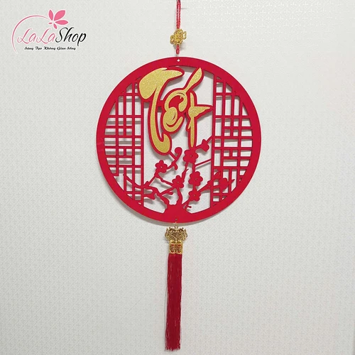 Liễn 40cm nhung đỏ nhiều chữ phúc, lộc, thọ, tết treo cửa trang trí tết