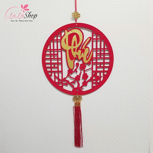 Liễn 40cm nhung đỏ nhiều chữ phúc, lộc, thọ, tết treo cửa trang trí tết