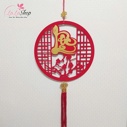 Liễn 40cm nhung đỏ nhiều chữ phúc, lộc, thọ, tết treo cửa trang trí tết