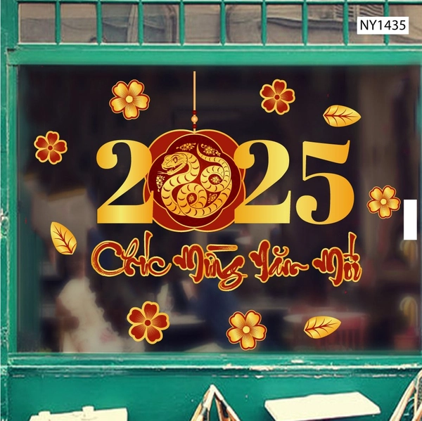 Decal trang trí tết Ất Tỵ chúc mừng năm mới 2025