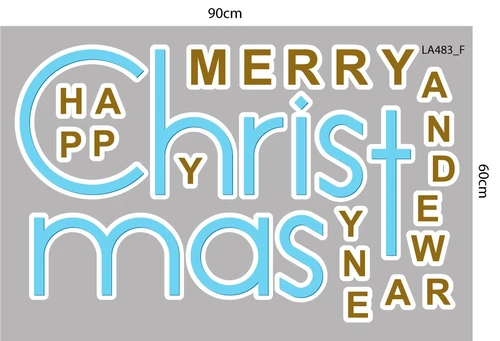 Combo Decal Trang Trí Noel Người Tuyết Xanh Và Tuần Lộc Vui Đón Giáng Sinh