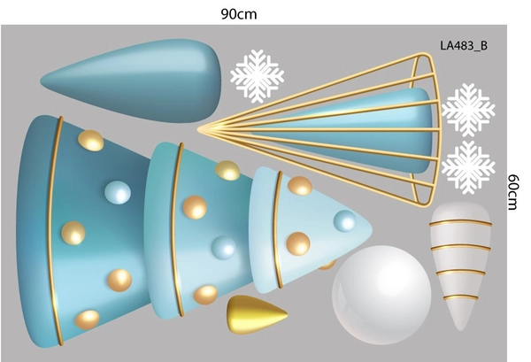 Combo Decal Trang Trí Noel Người Tuyết Xanh Và Tuần Lộc Vui Đón Giáng Sinh