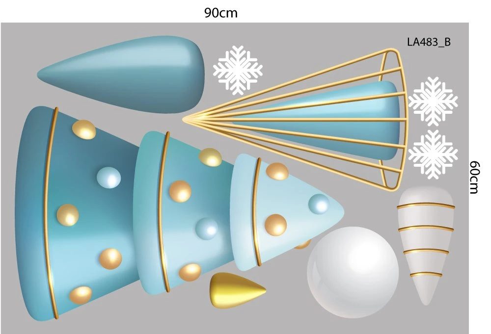 Combo Decal Trang Trí Noel Người Tuyết Xanh Và Tuần Lộc Vui Đón Giáng Sinh