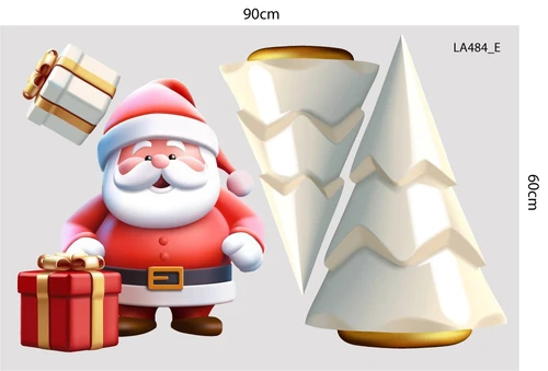 Combo Decal Trang Trí Noel Thành Phố Tuyết Trắng Và Ông Già Noel Phát Quà