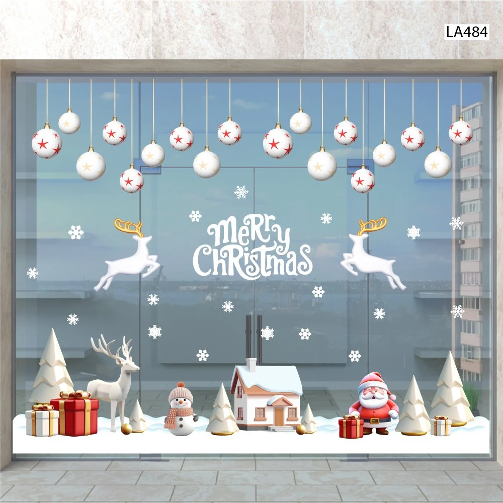 Combo Decal Trang Trí Noel Thành Phố Tuyết Trắng Và Ông Già Noel Phát Quà