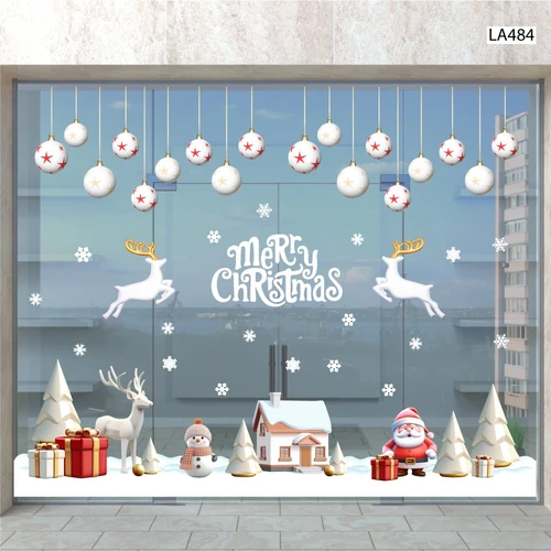 Combo Decal Trang Trí Noel Thành Phố Tuyết Trắng Và Ông Già Noel Phát Quà