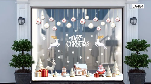 Combo Decal Trang Trí Noel Thành Phố Tuyết Trắng Và Ông Già Noel Phát Quà