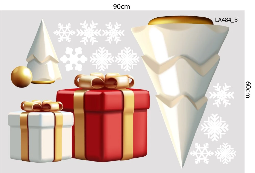 Combo Decal Trang Trí Noel Thành Phố Tuyết Trắng Và Ông Già Noel Phát Quà