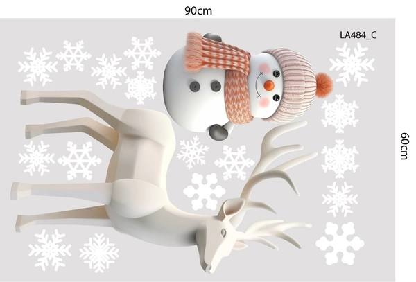 Combo Decal Trang Trí Noel Thành Phố Tuyết Trắng Và Ông Già Noel Phát Quà