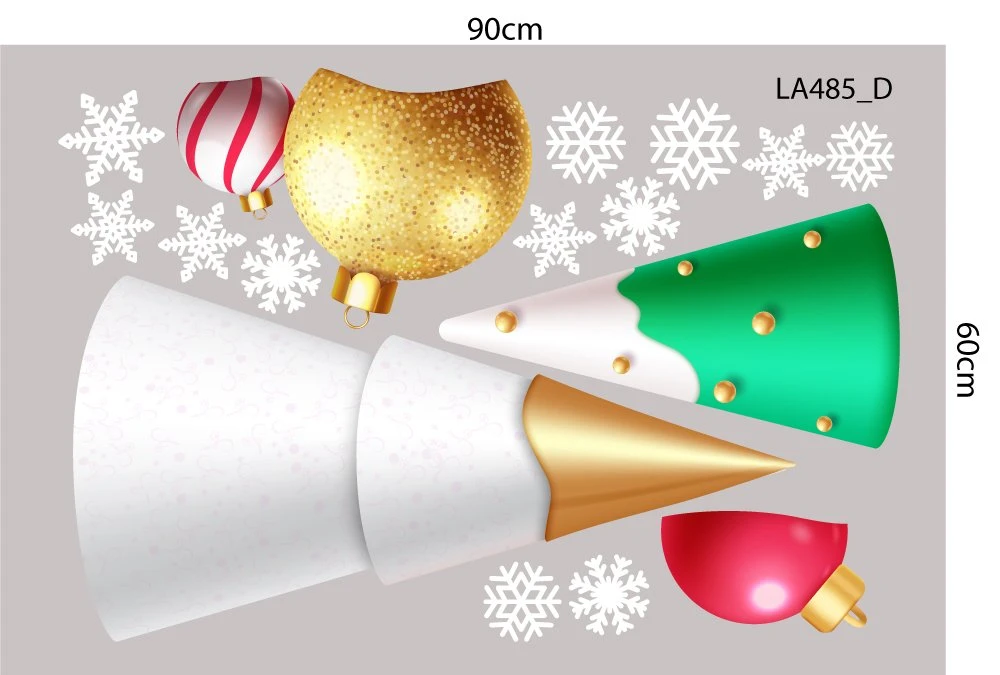 Combo Decal Trang Trí Noel Ông Già Noel Mang Túi Quà Và Những Cây Thông Sắc Màu