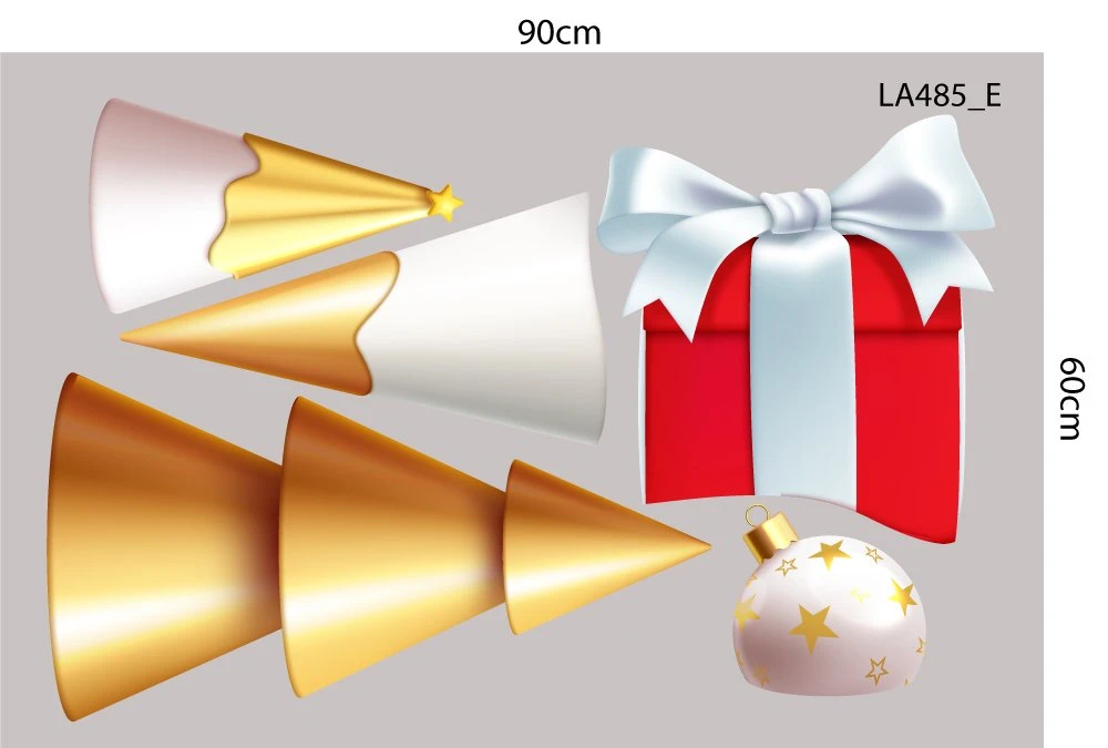 Combo Decal Trang Trí Noel Ông Già Noel Mang Túi Quà Và Những Cây Thông Sắc Màu