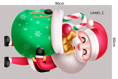 Combo Decal Trang Trí Noel Ông Già Noel Mang Túi Quà Và Những Cây Thông Sắc Màu