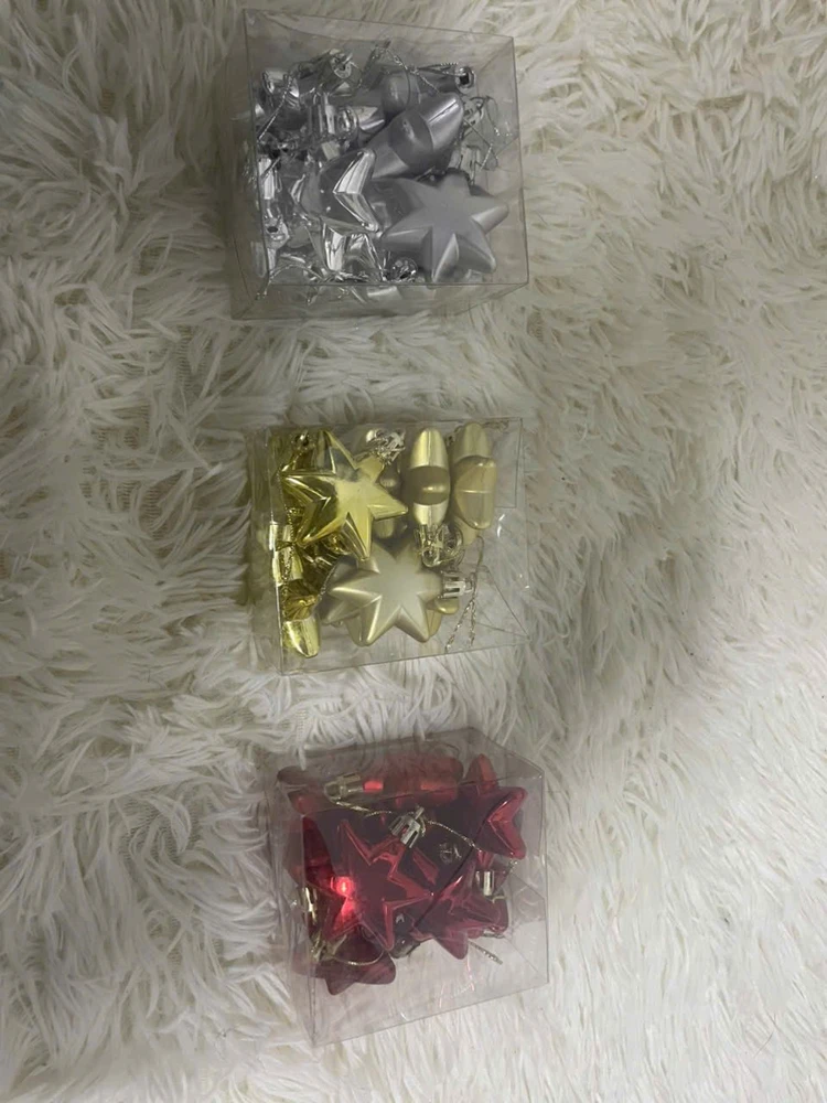 Hộp 12 ngôi sao 6 cánh đầu tròn nhiều màu trang trí noel