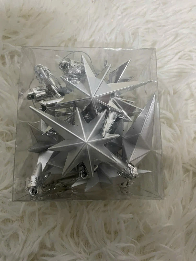 Hộp 12 ngôi sao 8cm nhiều màu trang trí noel