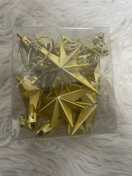 Hộp 12 ngôi sao 8cm nhiều màu trang trí noel