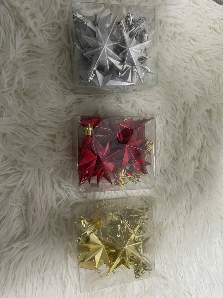 Hộp 12 ngôi sao 8cm nhiều màu trang trí noel