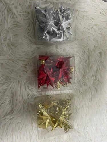 Hộp 12 ngôi sao 8cm nhiều màu trang trí noel