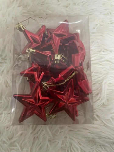 Hộp 12 ngôi sao nhiều màu Lung linh 6cm trang trí noel