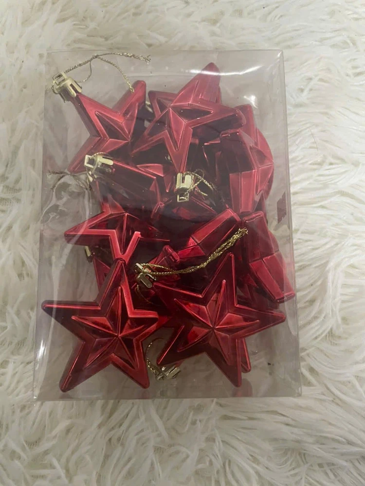 Hộp 12 ngôi sao nhiều màu Lung linh 6cm trang trí noel