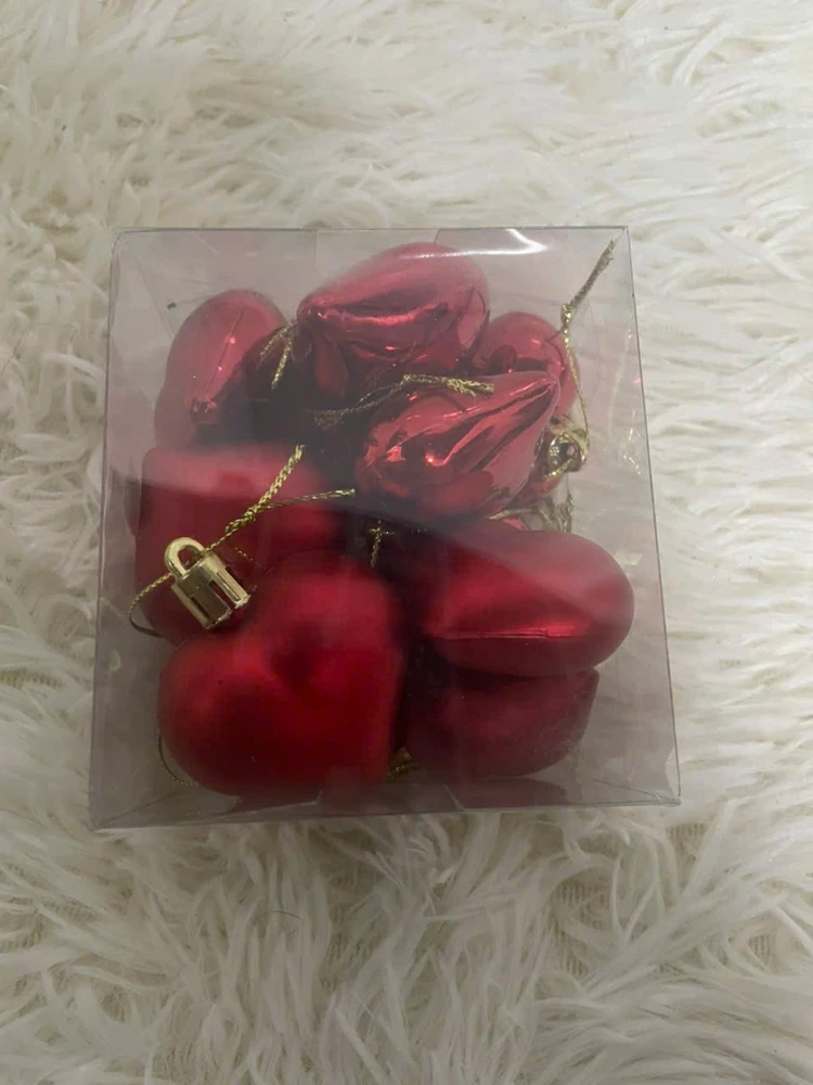 Hộp 12 Phụ Kiện Trái Tim Nhiều Màu Treo Trang Trí Noel