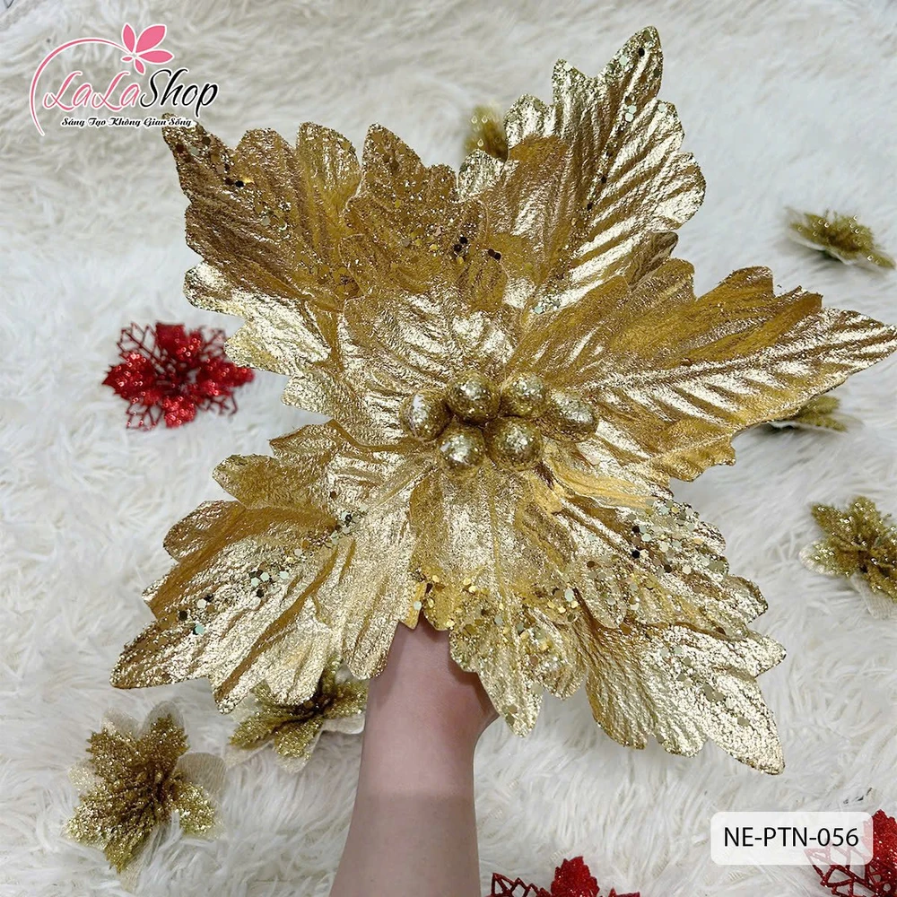 Hoa Trạng Nguyên Cao Cấp Kim Tuyến Trang Trí Noel 056