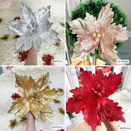 Hoa Trạng Nguyên Cao Cấp Kim Tuyến Trang Trí Noel 056