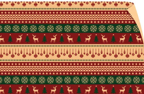 Set 5 Giấy Gói Quà Nền Thổ Cẩm Bông Tuyết và Tuần Lộc