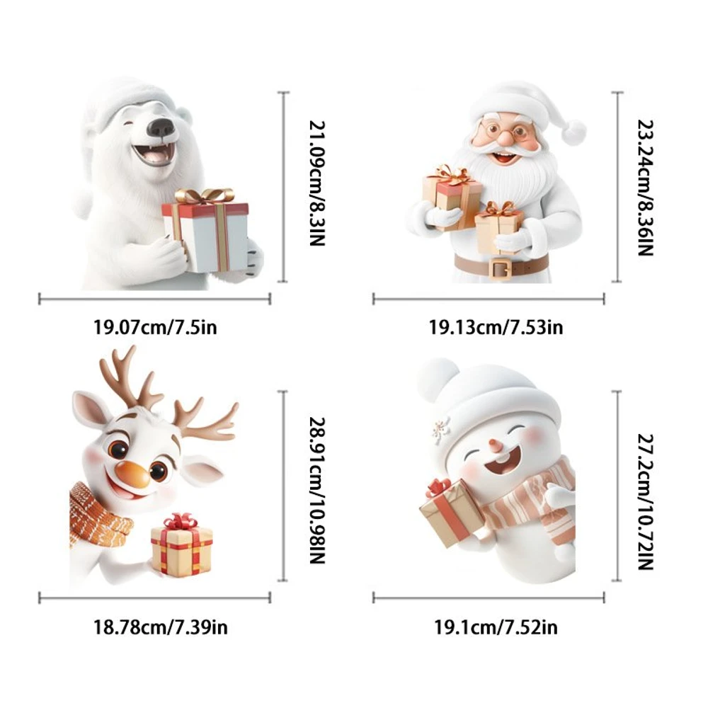 Decal tĩnh điện 2 mặt trang trí noel Ông Già Noel Và Chú Gấu Trắng