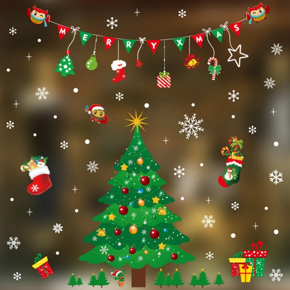 Decal tĩnh điện 2 mặt trang trí noel Cây Thông Giáng Sinh