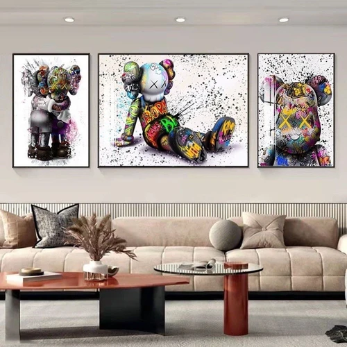 Tranh treo tường gấu KAWS nghệ thuật mẫu 506