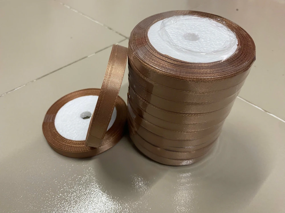 Cuộn Ruy Băng Lụa Trơn Màu Bản Rộng 1cm Dài 22m