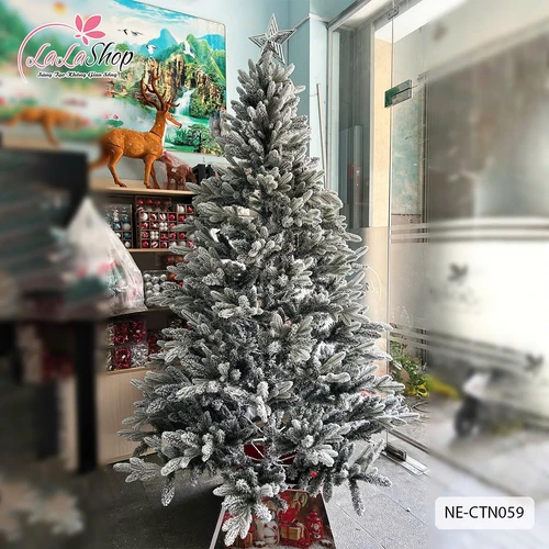 Cây thông noel PE phủ tuyết 2 loại lá - Cây tự động