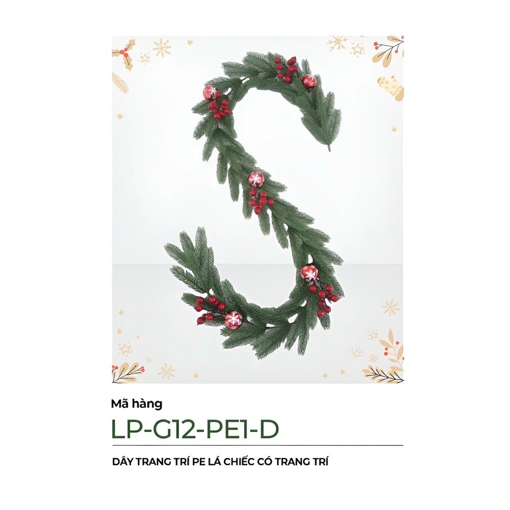 Dây Trang Trí Noel PE Lá Chiếc Có Trang Trí