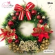Vòng nguyệt quế trang trí noel hoa trạng nguyên và trái thông vàng đỏ 30cm có đèn led